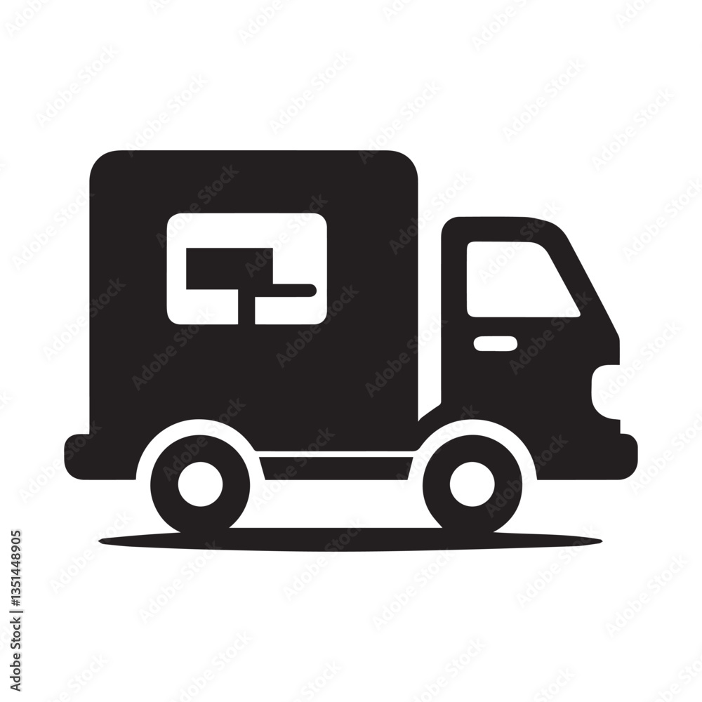 Simple delivery truck icon on a white background Simple delivery truck icon on a white background