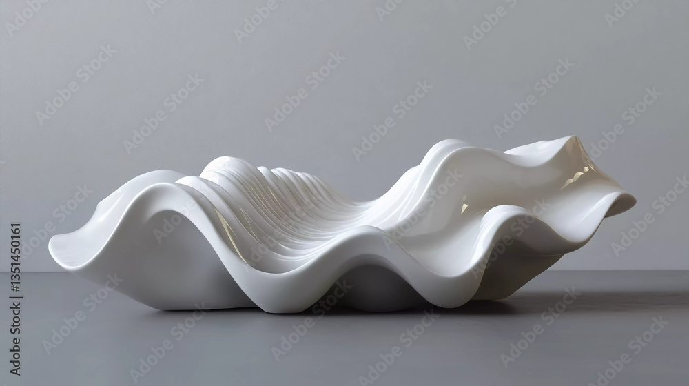 A white object with wavy lines on a gray background A white object with wavy lines on a gray background