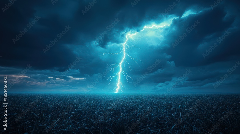 Fototapeta premium Stormy night over a field