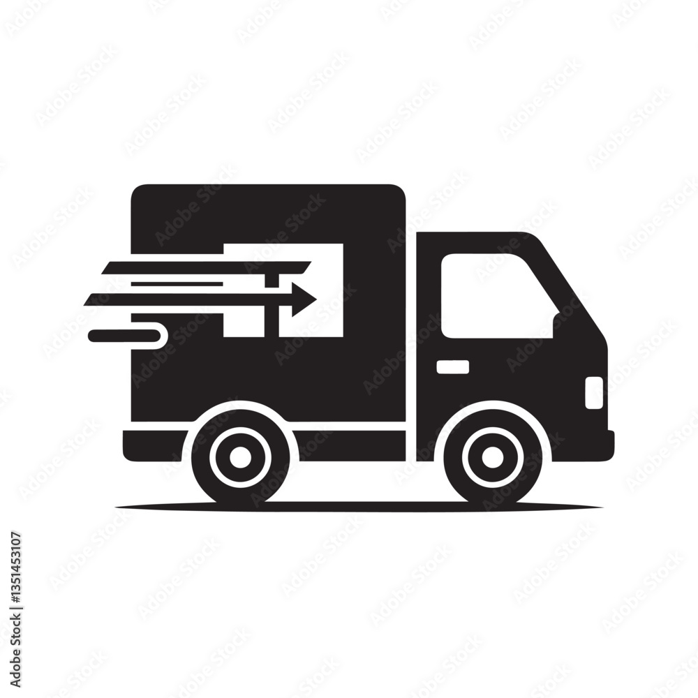 Simple delivery truck icon on a white background Simple delivery truck icon on a white background