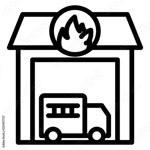 Firefighter Garage Icon Style