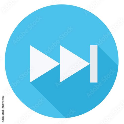 Blue fast-forward button icon symbolizing quick progression or skipping forward.