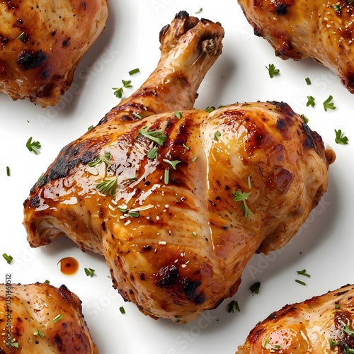 Wallpaper Mural delicious grilled chicken on white background Side and top view of BBQ Food. delicious grilled chicken on white background Side and top view of BBQ Food Torontodigital.ca