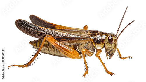 Single cricket brown (Gryllus assimilis), captured in ultra-high-definition isolated on white background. Suitable for marketing or business purposes. PNG file photo