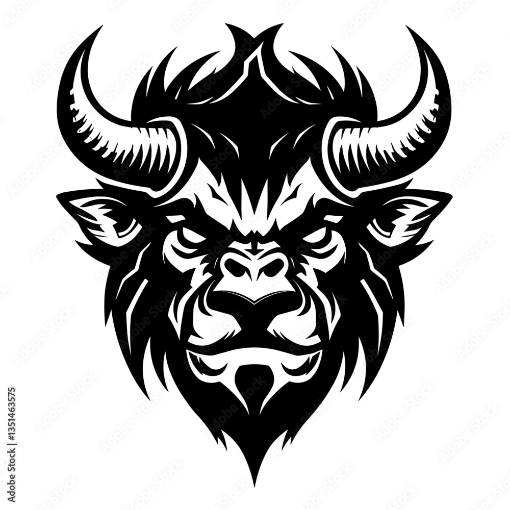 A bold and powerful silhouette of a Minotaur's head, featuring its iconic horns and strong facial structure. Perfect for mythology-themed designs, fantasy artwork, logos, and tattoo-style illustration A bold and powerful silhouette of a Minotaur's head, featuring its iconic horns and strong facial structure. Perfect for mythology-themed designs, fantasy artwork, logos, and tattoo-style illustration
