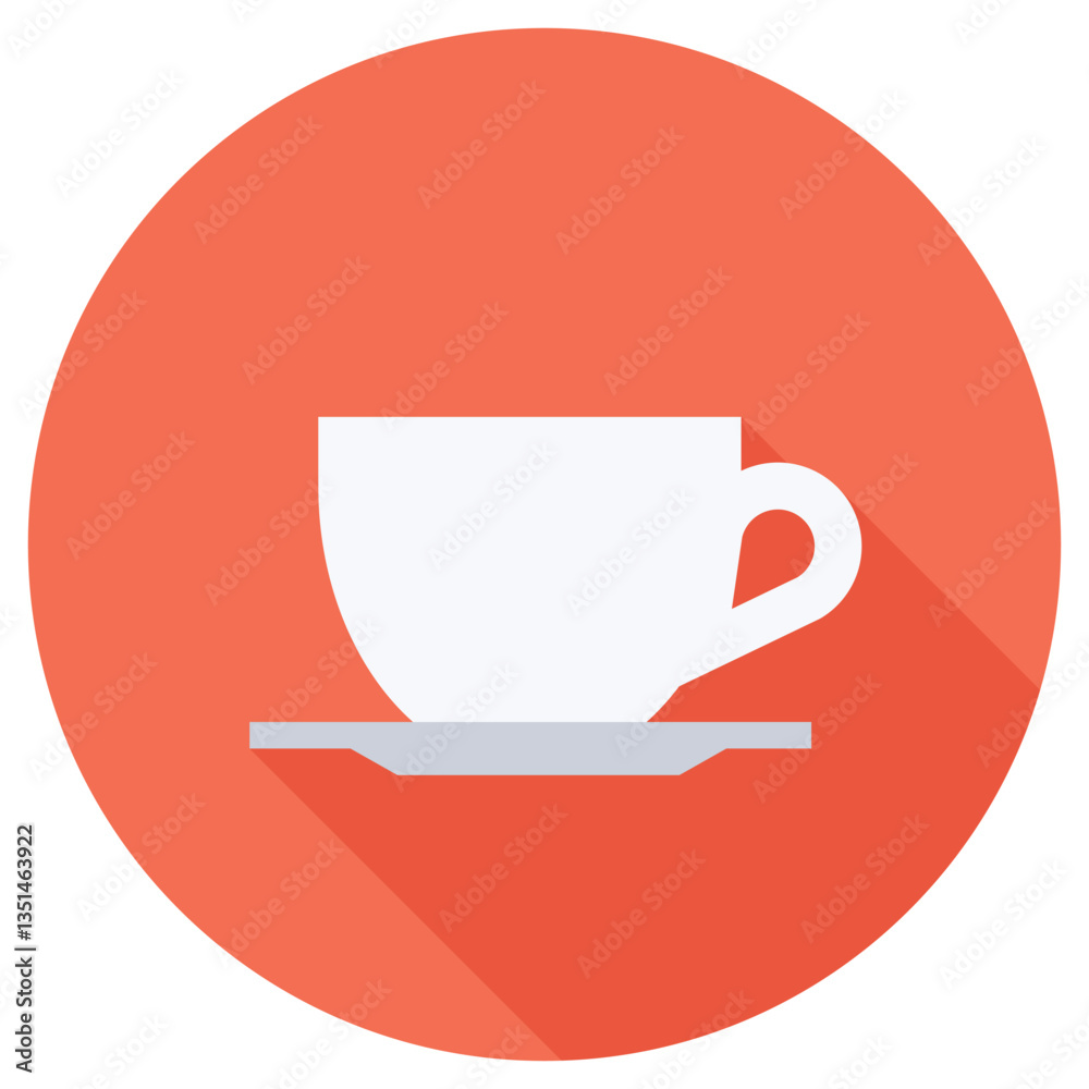 Flat icon of a white coffee cup representing beverages and relaxation. Flat icon of a white coffee cup representing beverages and relaxation.