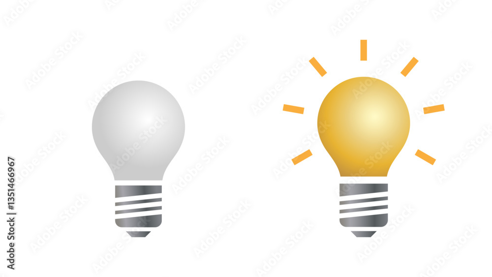 Energy-saving light bulbs on and off. Element for the design of electrical components. 3D style, vector illustration. Energy-saving light bulbs on and off. Element for the design of electrical components. 3D style, vector illustration.