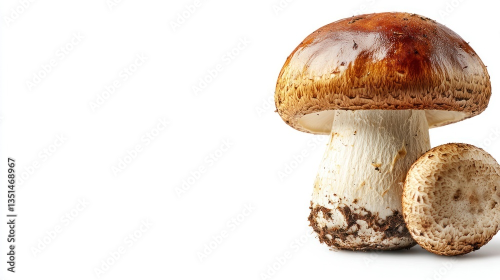 Fresh edible mushroom on white background, isolated Fresh edible mushroom on white background, isolated