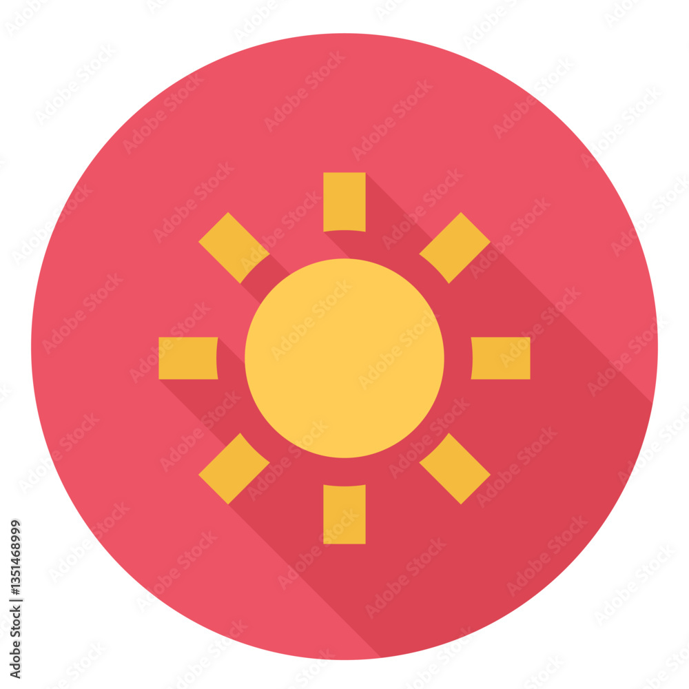 Flat sun icon representing warmth, energy, daylight, and natural beauty. Flat sun icon representing warmth, energy, daylight, and natural beauty.