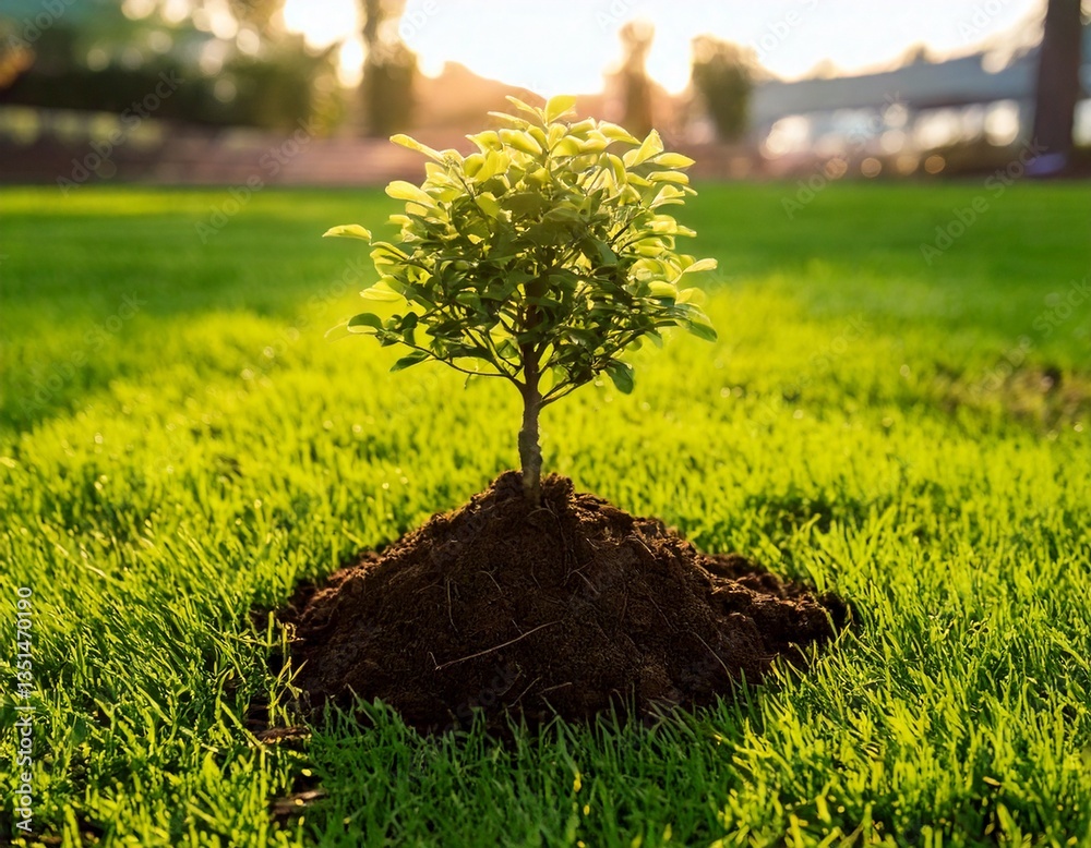 a freshly planted shrub
