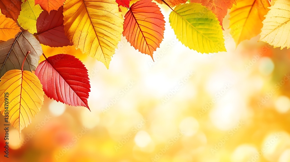 Autumn leaves border with fall bokeh. Autumn leaves border with fall bokeh.