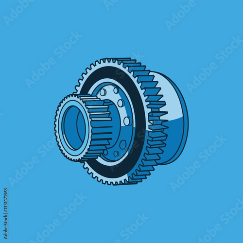 2d vector illustration colorful machine , worker and Industry and its development technology, factories and production lines icon

