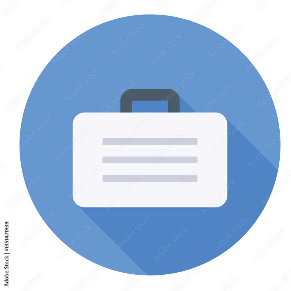 Vector icon of a briefcase inside a blue circle, professional design. Vector icon of a briefcase inside a blue circle, professional design.