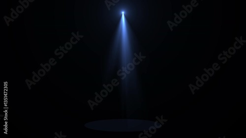 Blue light source. The appearance of a light source or spotlight. Stage or studio lighting.