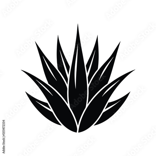Silhouette vector art illustration of a aloe vera plant icon.eps