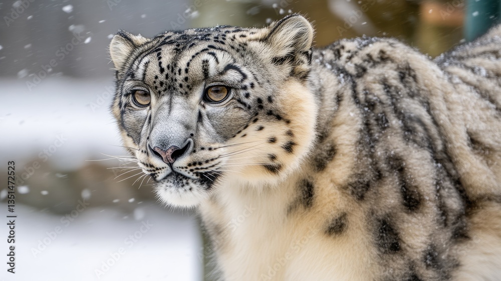 Obraz premium Majestic Snow Leopard in Winter Wonderland