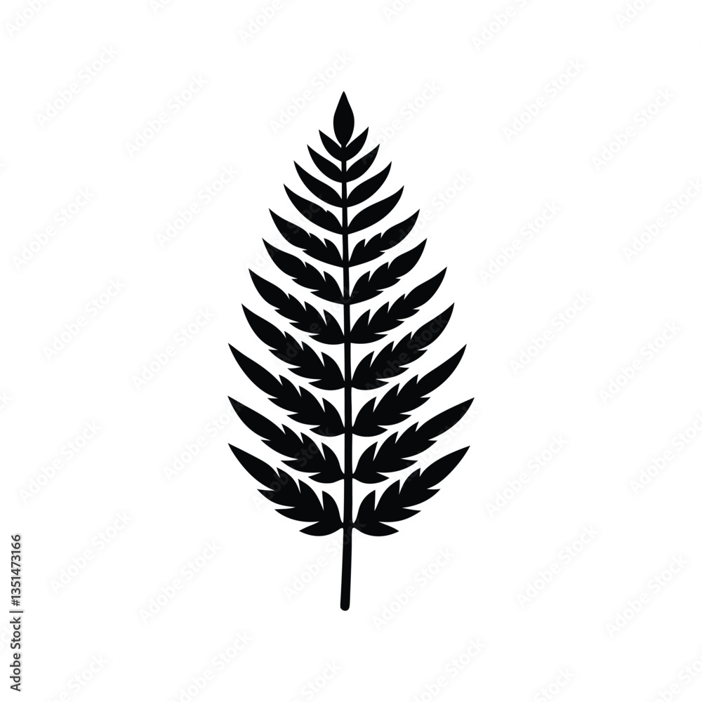 Fototapeta premium Silhouette vector art illustration of a fern leaf icon.eps