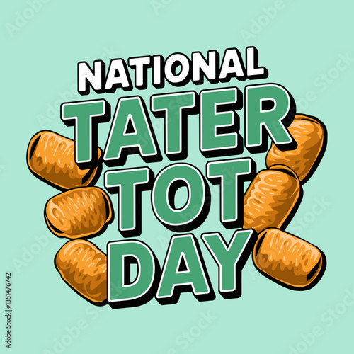 National Tater Tot Day Cartoon Graphic