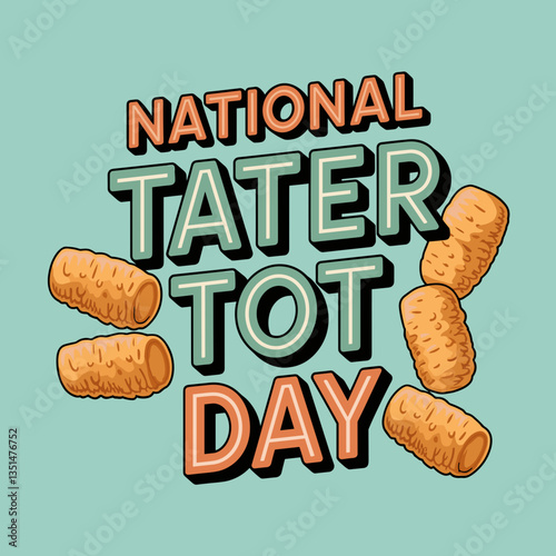 National Tater Tot Day Cartoon Graphic