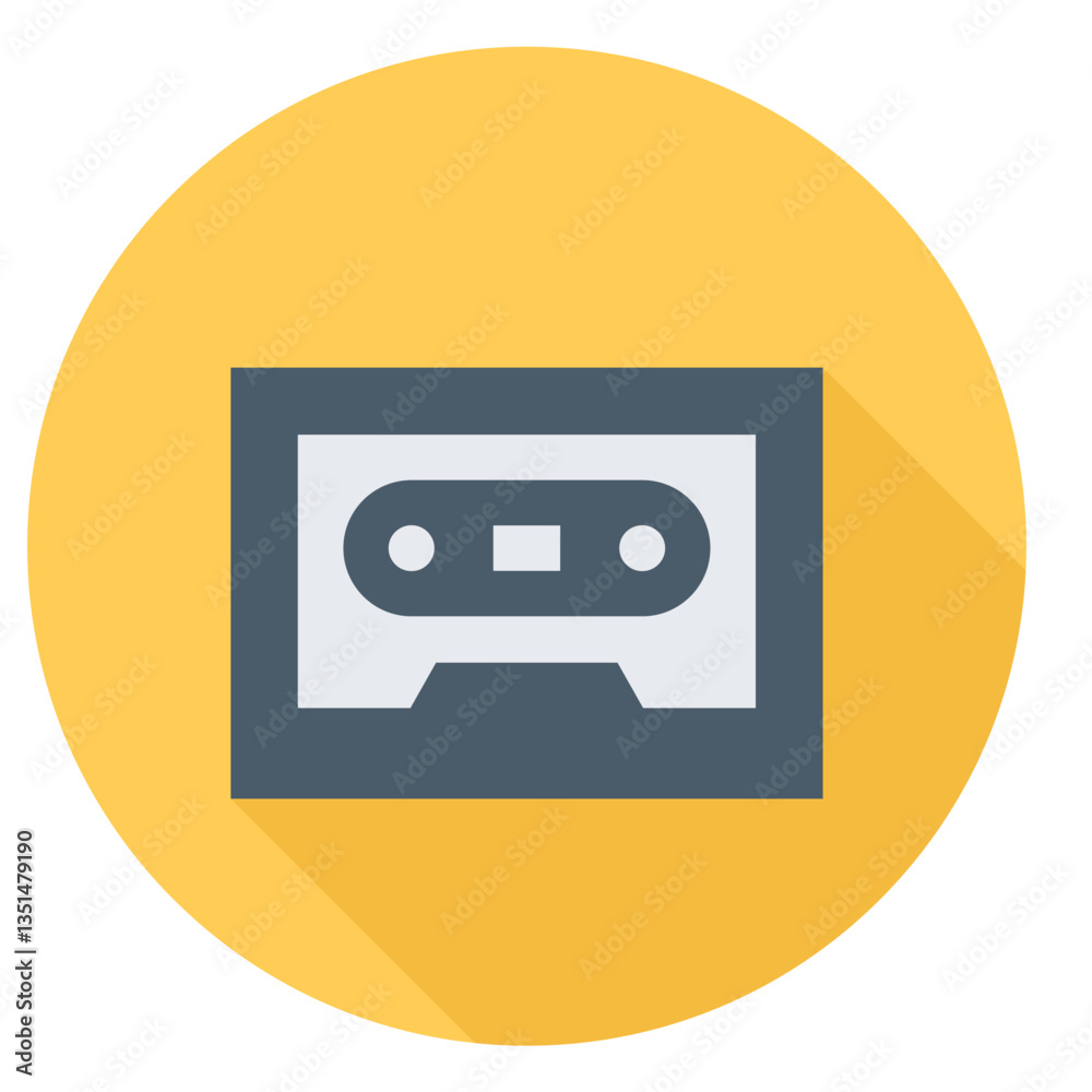 Cassette tape icon with retro design, symbolizing music and nostalgia. Cassette tape icon with retro design, symbolizing music and nostalgia.