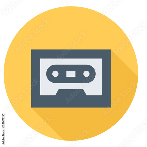 Cassette tape icon with retro design, symbolizing music and nostalgia.