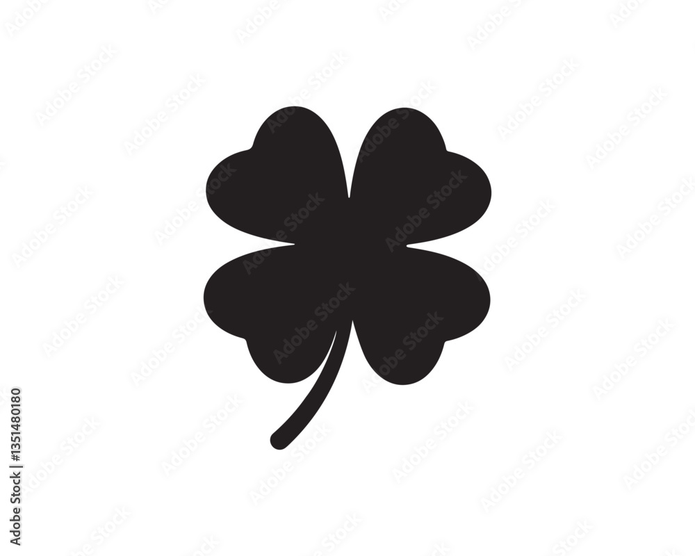 Fototapeta premium Four Leaf Clover Silhouette Vector Lucky Clover Outline Design