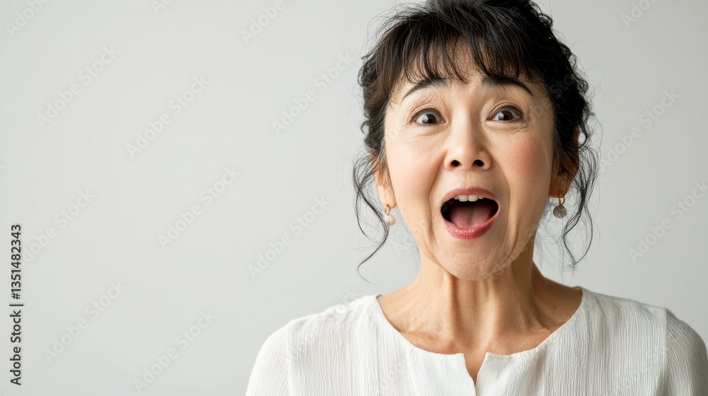 驚いた顔の女性 驚いた顔の女性
