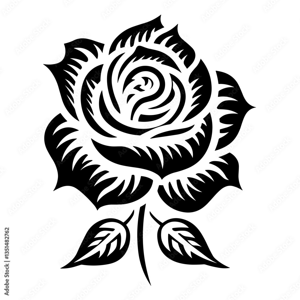 Elegant black and white rose illustration, perfect for botanical and romantic designs. Elegant black and white rose illustration, perfect for botanical and romantic designs.
