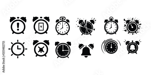 TIME - thin line vector icon set. Pixel perfect. Editable stroke. The set contains icons: Time, Alarm Clock Icon. Wake Up Time Vector Design on White Background. Alarm ringing icon vector illustration