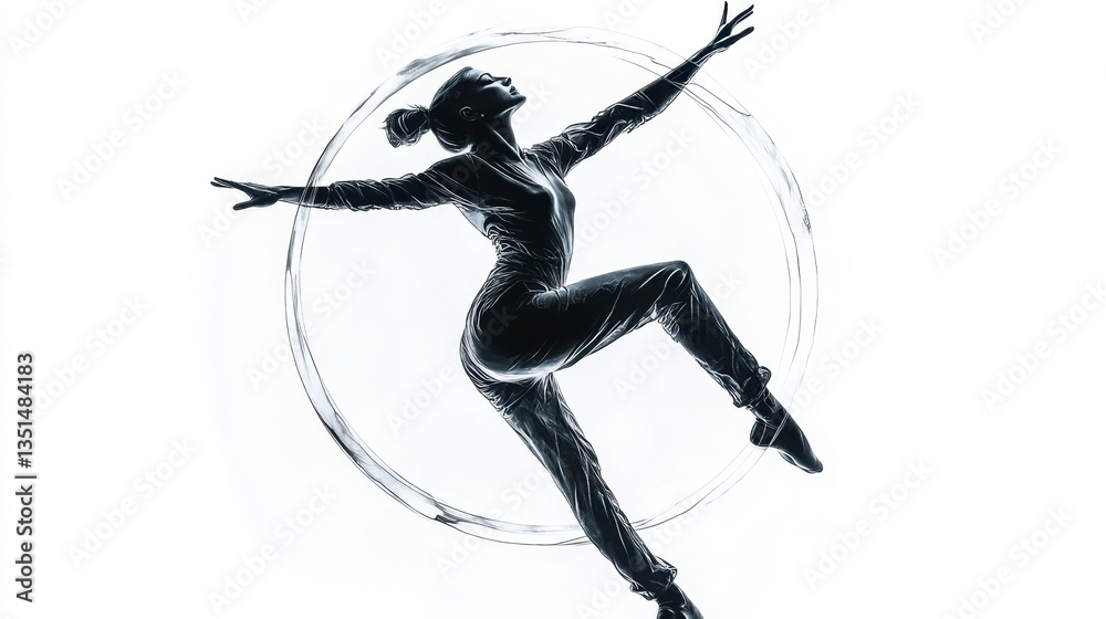 Fototapeta premium Dynamic dance performance urban studio visual art minimalist style side view movement expression