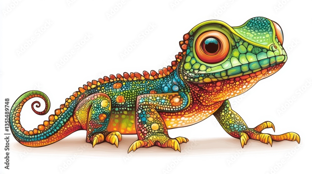 Obraz premium Colorful lizard illustration digital art creative environment vibrant viewpoint nature concept for seo impact