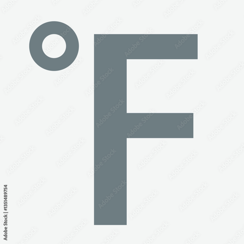 Fahrenheit symbol icon representing temperature scale, weather, or climate measurement. Fahrenheit symbol icon representing temperature scale, weather, or climate measurement.