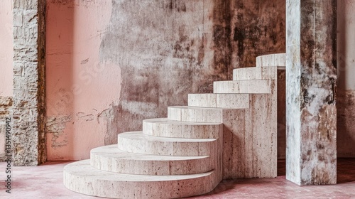 Modern Concrete Staircase in Pink Industrial Loft