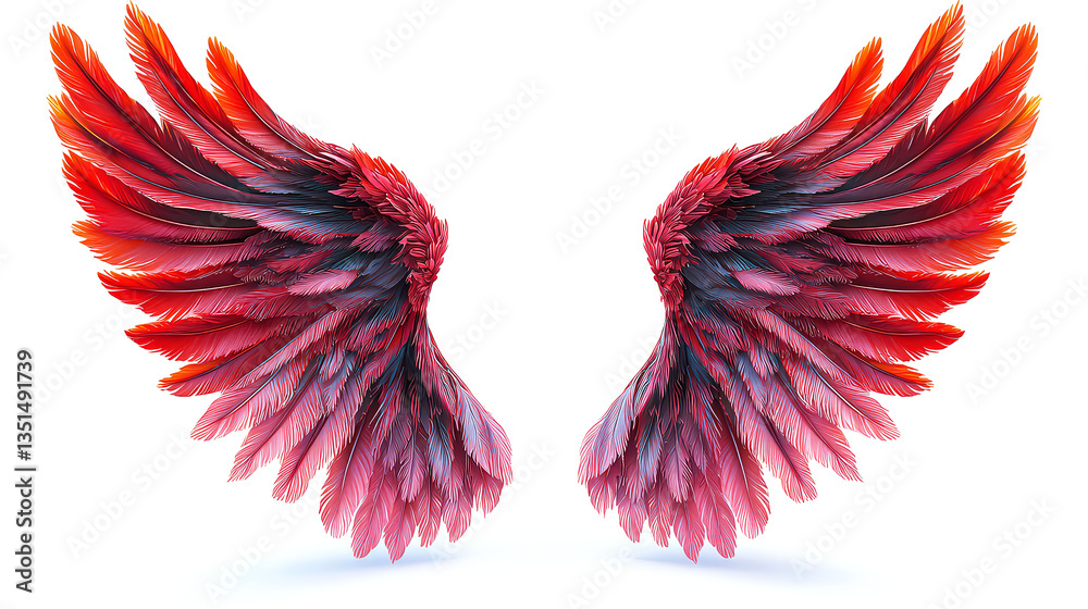 Fototapeta premium Majestic Red and Pink Wings: A Flight of Fantasy and Freedom