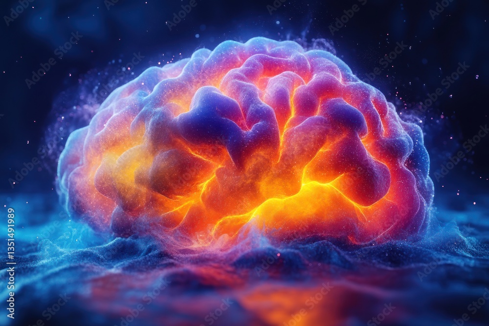 Glowing brain, abstract, vibrant colors, nebula background Glowing brain, abstract, vibrant colors, nebula background