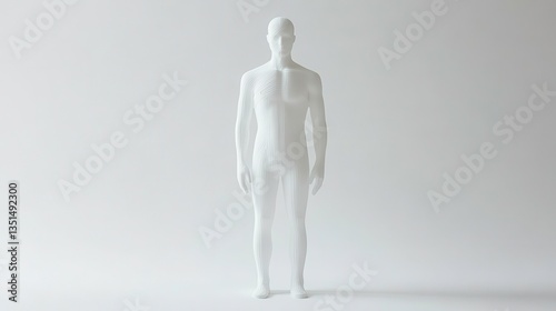 Transparent human figure in studio setting 3d model minimalist design creative conceptual visualization