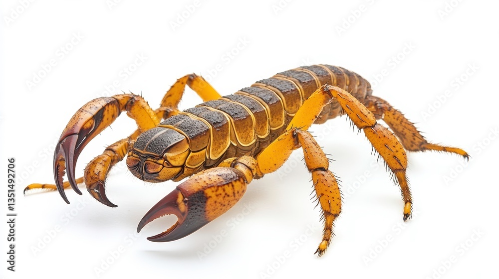 Captivating scorpion display studio setting macro photography white background close-up nature's details Captivating scorpion display studio setting macro photography white background close-up nature's details