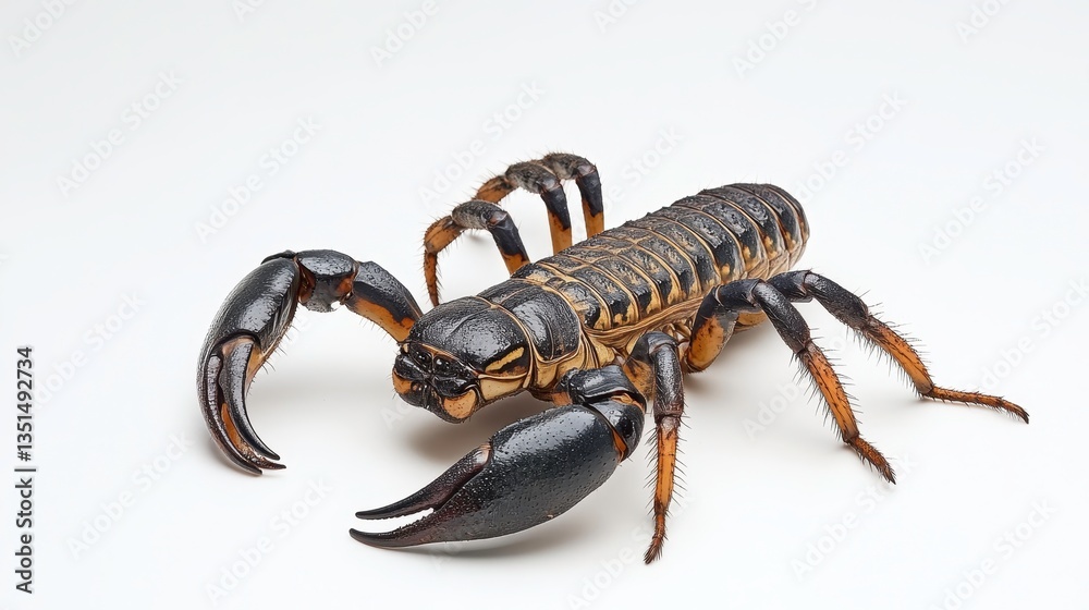 Aggressive scorpion displaying claws desert habitat wildlife photography isolated background close-up shot Aggressive scorpion displaying claws desert habitat wildlife photography isolated background close-up shot