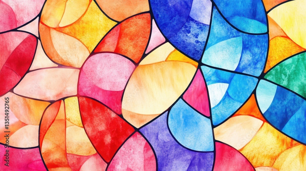 A colorful painting with many different shapes and colors A colorful painting with many different shapes and colors