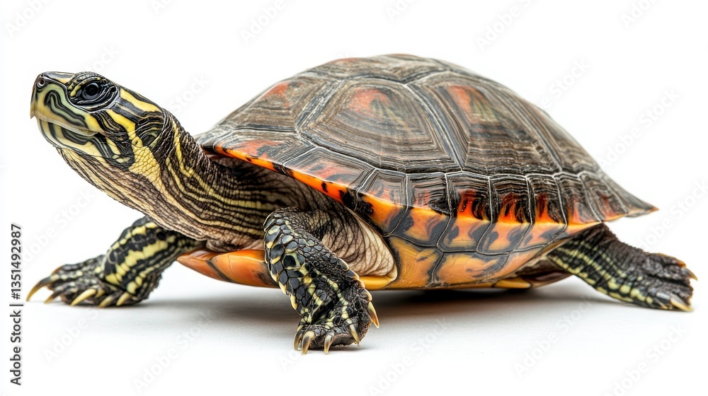 Fototapeta premium Turtle moving gracefully natural habitat wildlife photography close-up vibrant colors aquatic environment