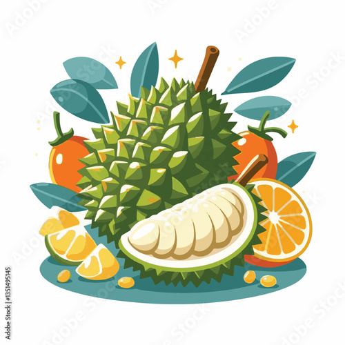exotic, fresh, organic, durian, sweet, fruit, delicious, green, ripe, thailand, yellow, asian, white, food, king, background, isolated, smelly, nature, cut, kan yao, tropical, gold, golden, husk, mont