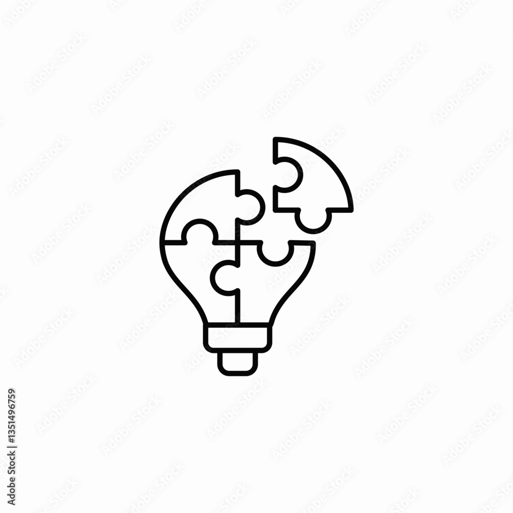 Creative idea lightbulb puzzle icon vector sign Creative idea lightbulb puzzle icon vector sign