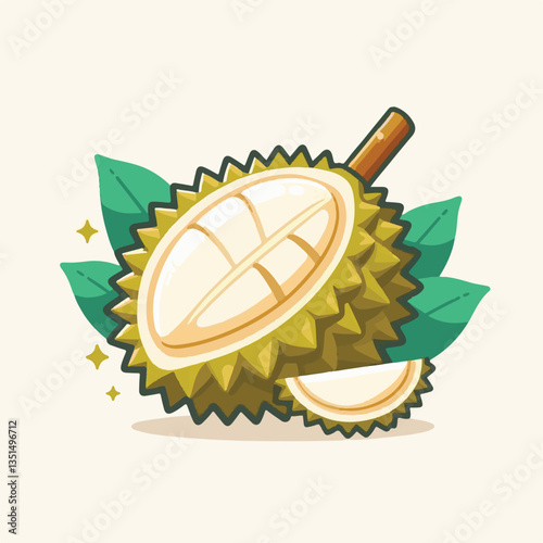 exotic, fresh, organic, durian, sweet, fruit, delicious, green, ripe, thailand, yellow, asian, white, food, king, background, isolated, smelly, nature, cut, kan yao, tropical, gold, golden, husk, mont