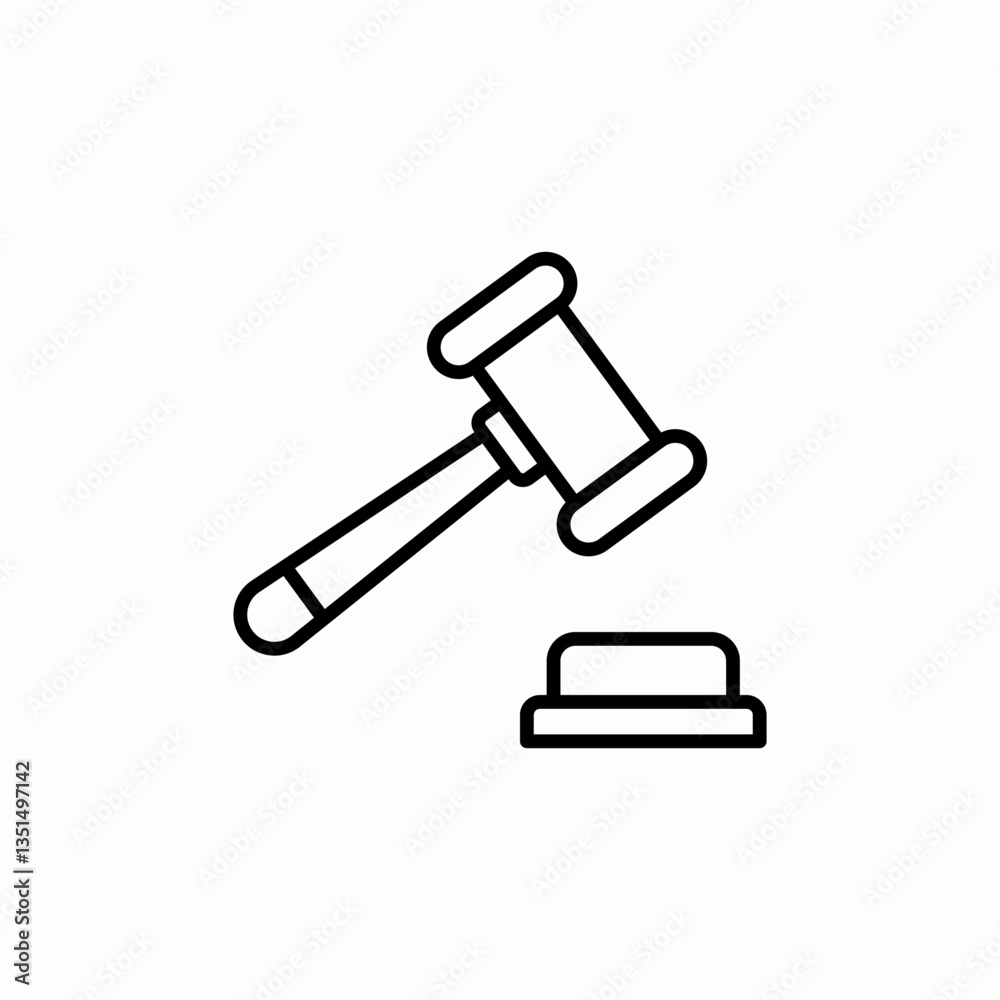 Legal court hammer justice icon vector sign Legal court hammer justice icon vector sign
