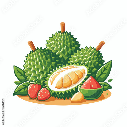 exotic, fresh, organic, durian, sweet, fruit, delicious, green, ripe, thailand, yellow, asian, white, food, king, background, isolated, smelly, nature, cut, kan yao, tropical, gold, golden, husk, mont