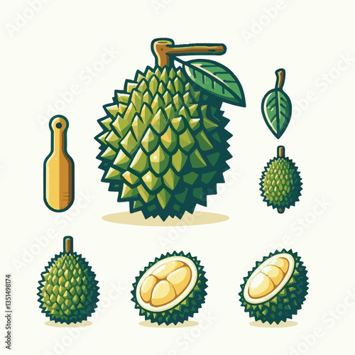 exotic, fresh, organic, durian, sweet, fruit, delicious, green, ripe, thailand, yellow, asian, white, food, king, background, isolated, smelly, nature, cut, kan yao, tropical, gold, golden, husk, mont