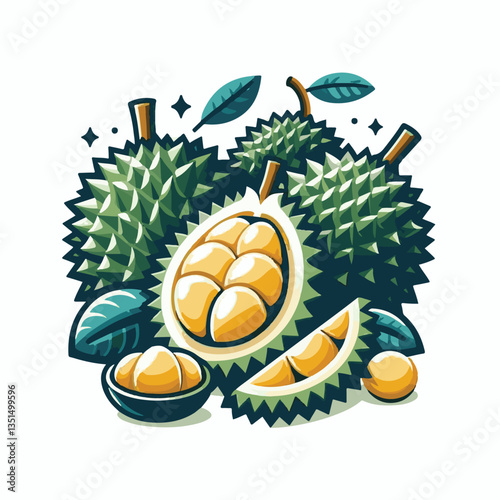 exotic, fresh, organic, durian, sweet, fruit, delicious, green, ripe, thailand, yellow, asian, white, food, king, background, isolated, smelly, nature, cut, kan yao, tropical, gold, golden, husk, mont