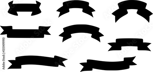 Set of ribbons silhouette vector illustration
