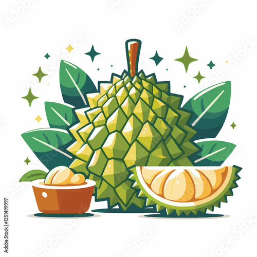 exotic, fresh, organic, durian, sweet, fruit, delicious, green, ripe, thailand, yellow, asian, white, food, king, background, isolated, smelly, nature, cut, kan yao, tropical, gold, golden, husk, mont