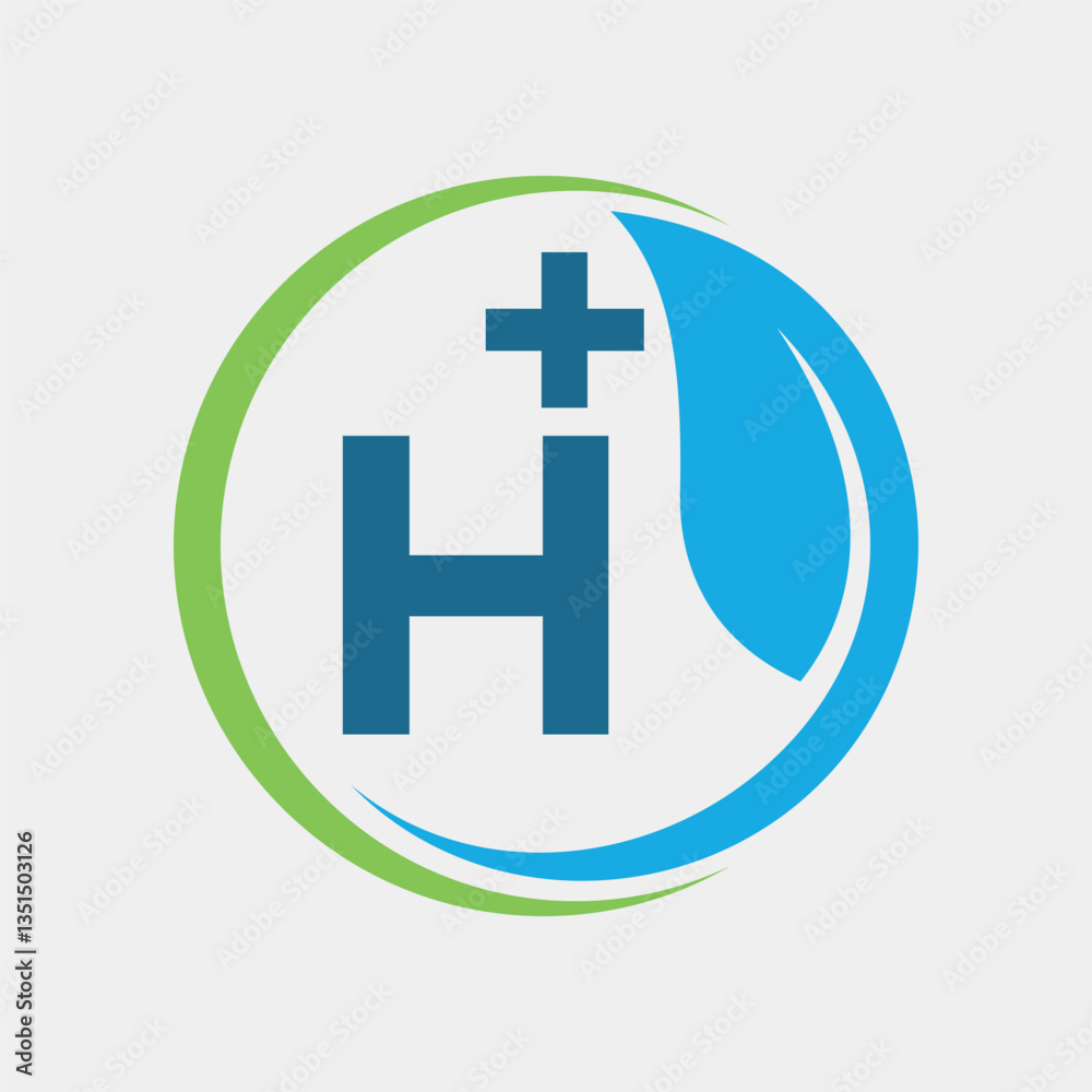 Obraz premium H Letter With Clinical Health Care Logo